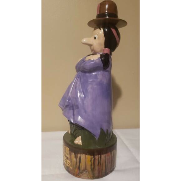 Vintage 2 Pc Decanter FIRE WATER 1970s Hand Painted Indian Ceramic Hat Lid Bar - Picture 2 of 9